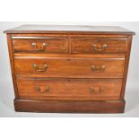 An Edwardian Walnut Dressing Chest Base with Two Short and Two Long Drawers on Plinth, 107cm wide