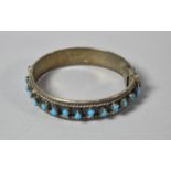 A Silver and Turquoise Bangle Stamped 925, 40.8g