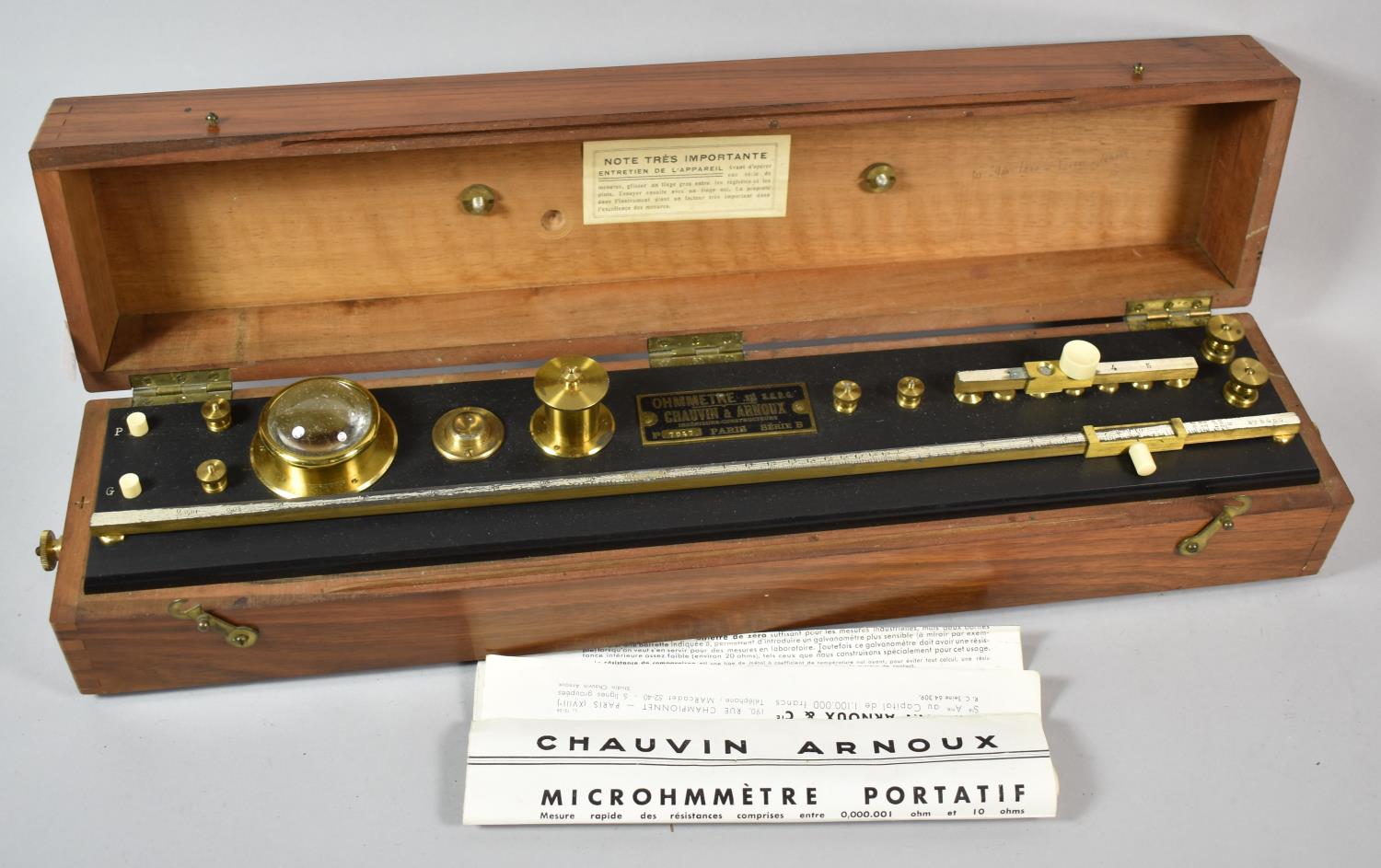 A Cased French Portable Microhmmeter, With Instruction Booklet, 49.5cm long