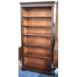 A Modern Mahogany Open Bookcase with Five Adjustable Shelves and Dentil Cornice, 92cm wide