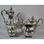 A Four Piece Silver Plated Teaservice, Teapot with Loss to Two Feet