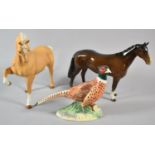 A John Beswick Cock Pheasant, Beswick Huntsman Horse no.1484 and Matt Palomeno