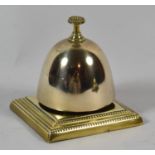 A Polished Brass and Silver Plate Desk Top Reception Bell by W.T.&S, Working Order, 10cm Square