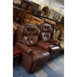 Two Buttoned Leather Effect Reclining Armchairs