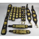 A Collection of Various Victorian Leather and Brass Heavy Horse Harness Straps