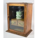 An Edwardian Oak Smokers Cabinet with Fitted Interior and Two Inner Drawers, Wedgwood Green
