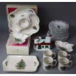 A Collection of Christmas China to include Spode Christmas Tree Pattern Platter, Spode Christmas