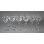 A Collection Twelve Royal Brierley Cut Glass Bruce Pattern Hock Glasses with Tapering Stems