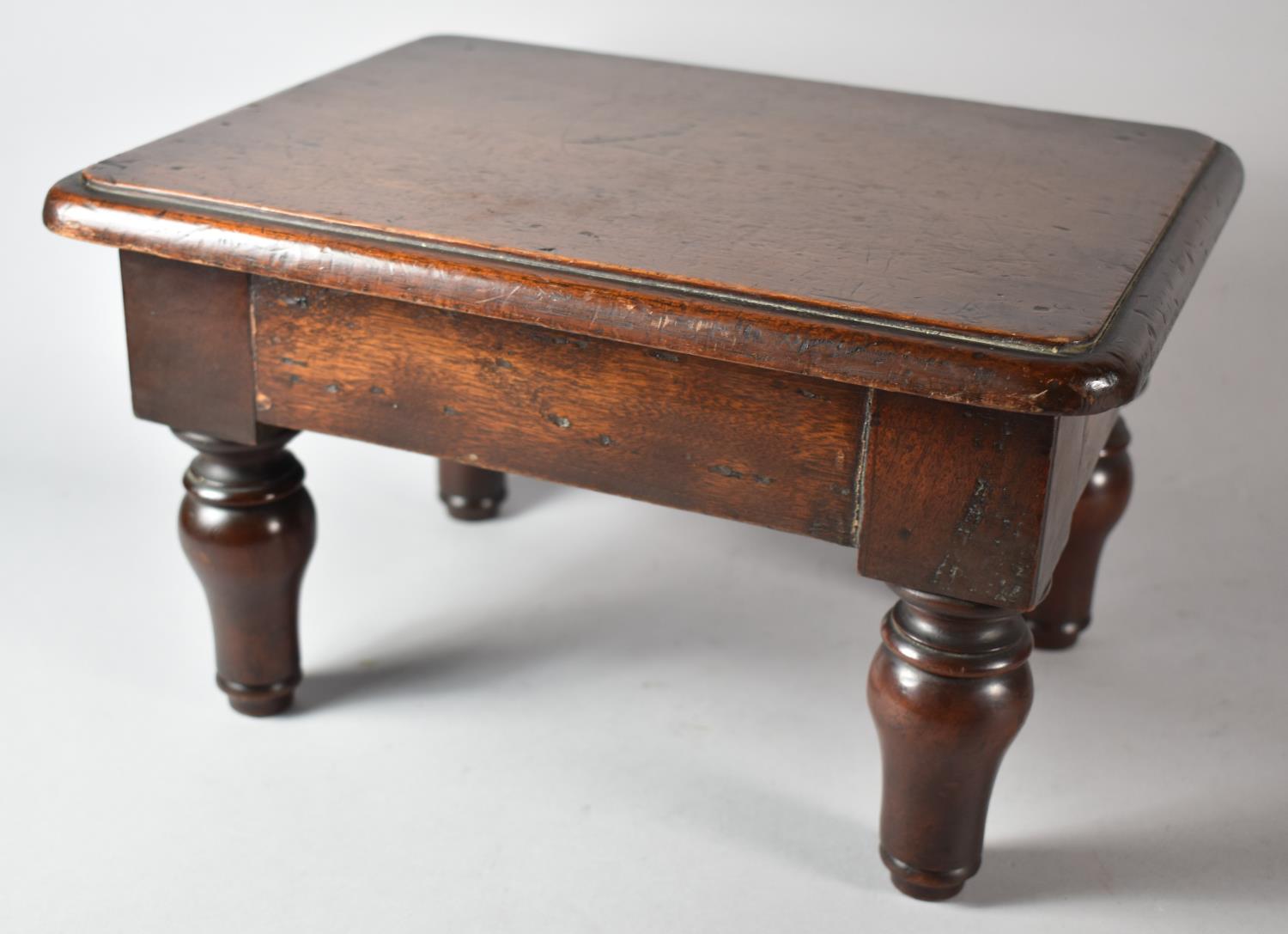 A Small Rectangular Mahogany Footstool with Family Provenance, 33cm Wide and 19cm high