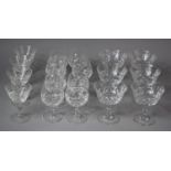 A Collection of Royal Brierley Cut Glass Bruce Pattern Drinking Glasses to Comprise Six Stemmed