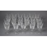 A Collection of Royal Brierley Cut Glass Bruce Pattern Wine Glasses (23 in Total)