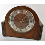 A Walnut Cased Westminster Chime Art Deco Mantle Clock, 27cm wide