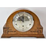 An Oak Art Deco Westminster Chime Mantle Clock with Banded Inlay, 35cm wide
