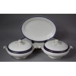 A Late 19th Century Part Dinner Set to Comprise Two Oval Meat Platters and Two Lidded Tureens (one