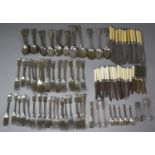 A Collection of Bone and Silver Plate Handled Cutlery to include Serving Forks, Knives, Forks, Kings