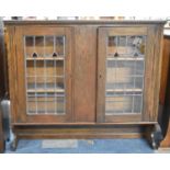 An Edwardian Leaded Glazed Oak Bookcase, 117cm wide