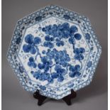 A Late 20th Century Oriental Octagonal Shaped Dish with Grape and Vine Decoration, Seal Mark to Base