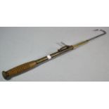 A Late 19th/Early 20th Century Wooden Handled Brass and Steel Retractable Fishing Gaff