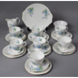 A Royal Albert Forget Me Not Pattern Teaset to Comprise Cake Plate Saucers, Side Plates, Milk and