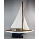 A Vintage Wooden Pond Yacht on Later Stand, 74cm Long