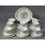 A Collection of Colclough Green Floral Pattern Teawares to Include Cakeplate, Saucers, Side