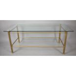 A Modern Brass Framed Rectangular Coffee Table, 120cm long