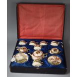 A Good Quality Japanese Kutani Cased Coffee Set Comprising Six Cups and Saucers, Teapot and Lidded