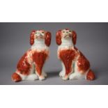 A Pair of 19th Century Staffordshire Spaniels, 16cm high