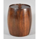 A Vintage Metal Lined Tiger Wood Style Treen Cylindrical Cigar Humidor with Lid, 14.5cm High