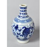 A Miniature chinese Kangxi Revival Blue and White Vase, Mark to Base, 7cm high