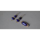 A Lapis Lazuli Suite of Jewellery to Include Drop Earrings and Brooch