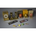 A Collection of Curios to Include Four Boxed Enamelled Russian Eggs (one Stand AF), Enamelled Flower