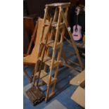 A Vintage Wooden Four Step Step Ladder and a Ewbank Carpet Sweeper