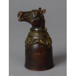 A Small Bronze Candle Snuff with Horse Finial, 6cm High