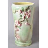 A Vintage Sylvac Vase Decorated in Relief with Blossom, Chip to base, 21cm high