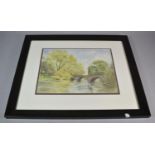 A Framed Compton's Smith Watercolour of Shrewsbury River Bridge, 32cm wide