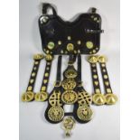 A Collection of Victorian Leather Heavy Horse Harness Panels with Brass Mounts