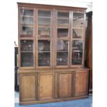 A Mid 20th Century Glazed Pantry or Larder Cupboard with Four Panelled Doors to Base and Four Glazed