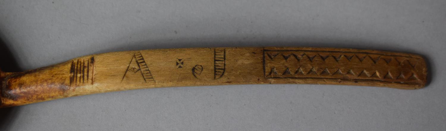 A 18th Century Carved Vernacular Treen Spoon, Monogrammed AJ, 23cm Long - Image 2 of 2