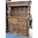 A Large and Impressive Carved Oak French Buffet Having Two Centre Drawers Over Panelled Doors to