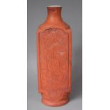 A Studio Pottery Terracotta Vase with Incised Decoration Depicting Birds, Monogrammed to Base,