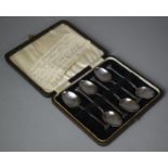 A Cased Set of Six Silver Teaspoons with T Bar Handles, Birmingham 1941