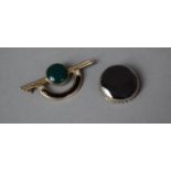 A Pretty Art Deco Style Brooch Stamped 925 with Enamel and Jade Stone Mounts Together with a Fur