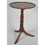 A George III Mahogany Circular Dish Topped Snap Top Tripod Table on Turned Support, 47cm Diameter