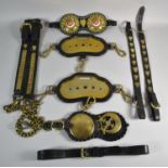 A Collection of Various Brass and Leather Victorian Harness Straps