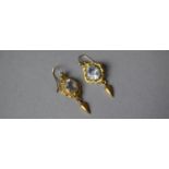 A Pair of Good Quality Yellow Metal Drop Earrings with Aquamarine Style Stones