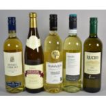 Five Bottles of Various White Wine