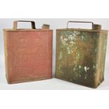 Two Vintage Rusted Metal Fuel Cans for BP and Pratts