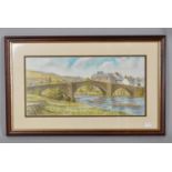 A Framed Watercolour Depicting River Bridge, 40cm wide