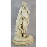 A Large Parian Figure Group Depicting Classical Maiden with Foot on Dolphin, Some Losses,